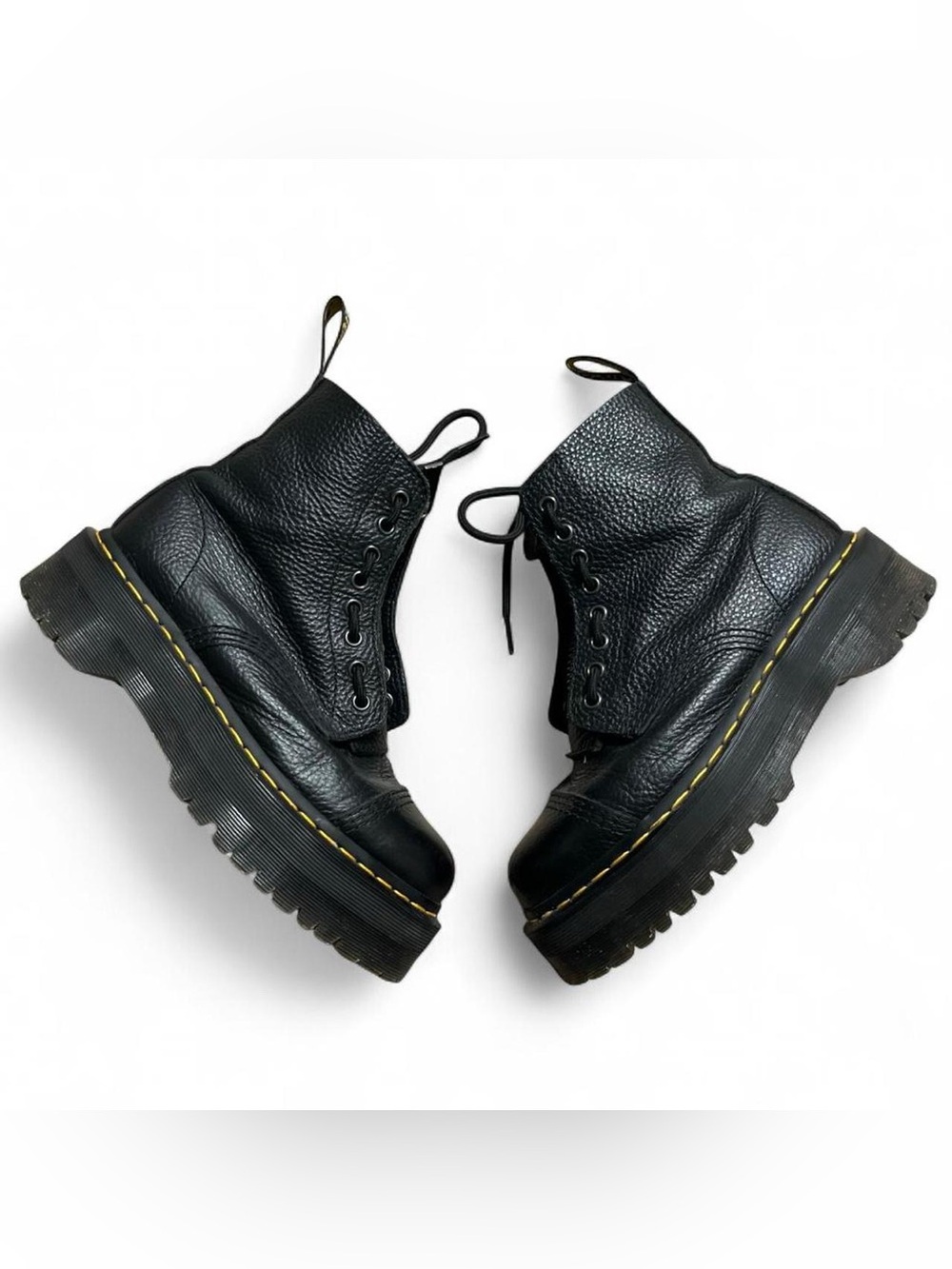 Dr. Martens Sinclair Leather Platform Lace-Up Boots with Zipper Pull